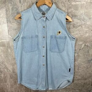 Washington Redskins NFL blue denim vest women's size large #NFL #denim
